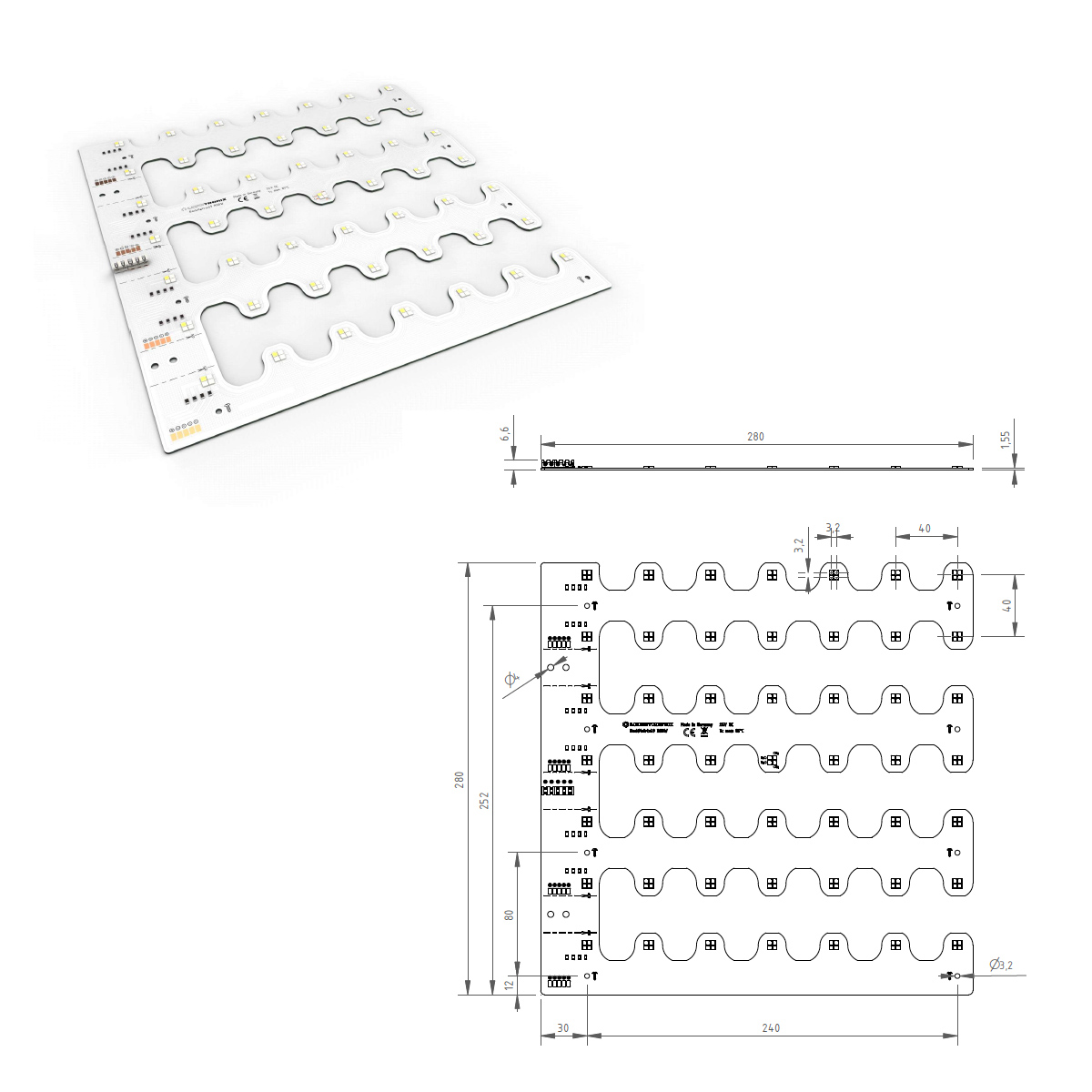 BackMatrix-49-RGBW Modul LED Nichia configurabil cu 4 canale, RGBW 196 LED-uri 28x28cm fabricat în Germania 24V