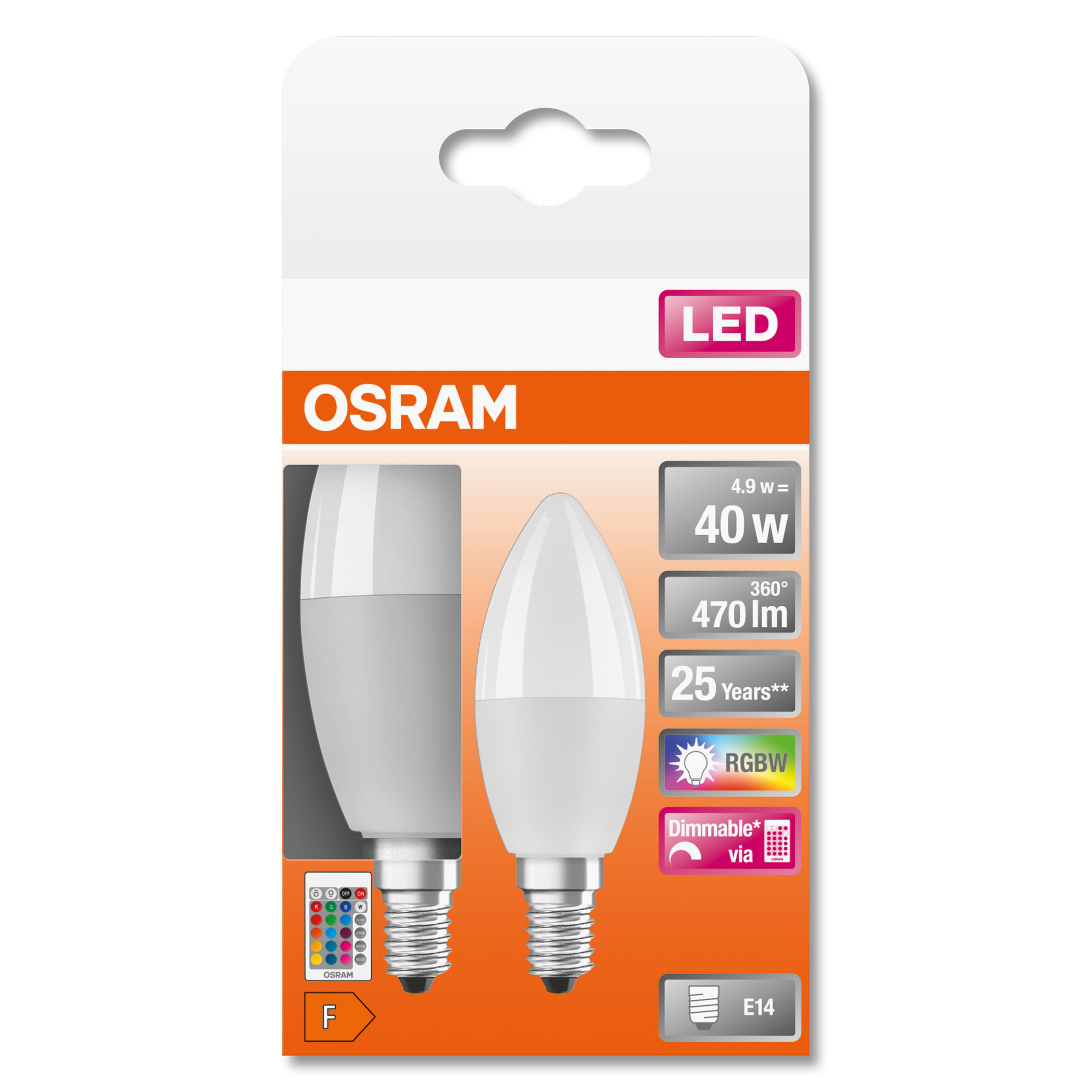 BEC LED OSRAM SUPERSTAR CLASSIC LED Lamp B 40 RGBW REM 4.9W 2700K E14 2700K 470lm
