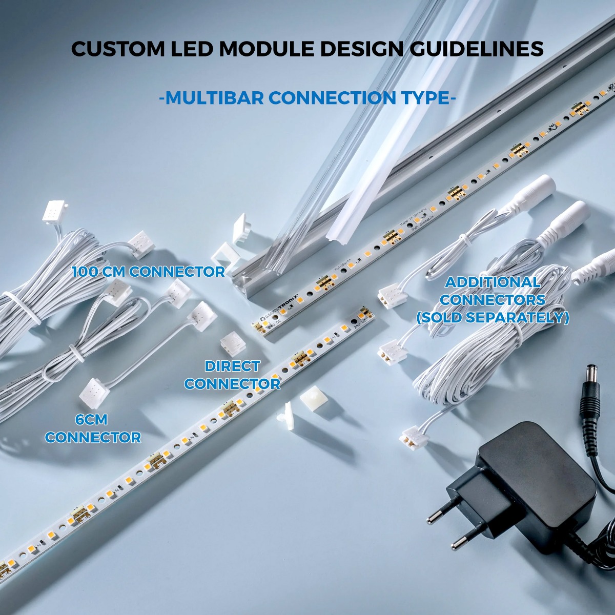  Bandă cu LED-uri color Nichia pe comanda, LumiBar-50 cu 50cm lungime, fabricată în Germania, 12/24/48V (până la 10000lm/m)