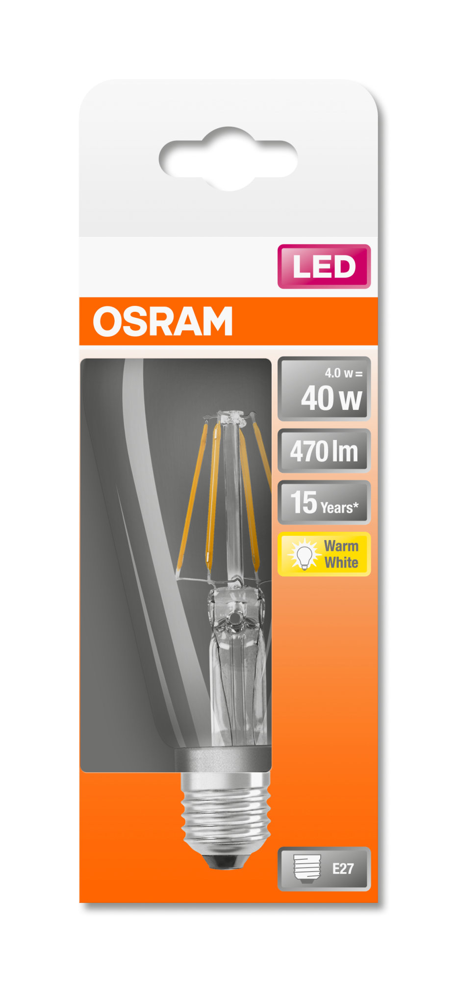 Bec Osram LED RETROFIT CL EDISON 40 4,5W 827 E27 470lm 2700K