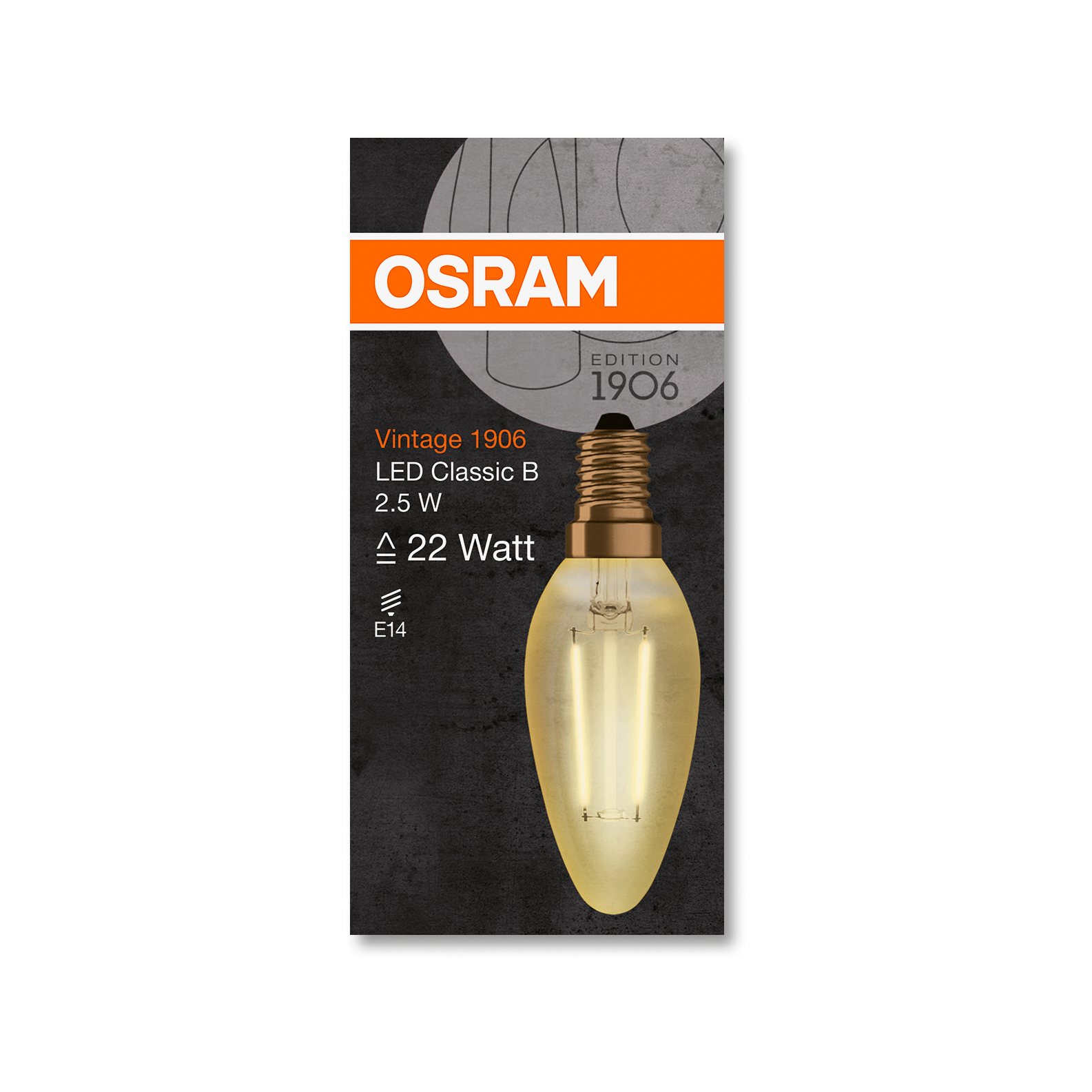 Bec LED Osram LED VINTAGE 1906 CLB auriu22 non-dim 2.5W 824 E14 220lm 2500K CRI80