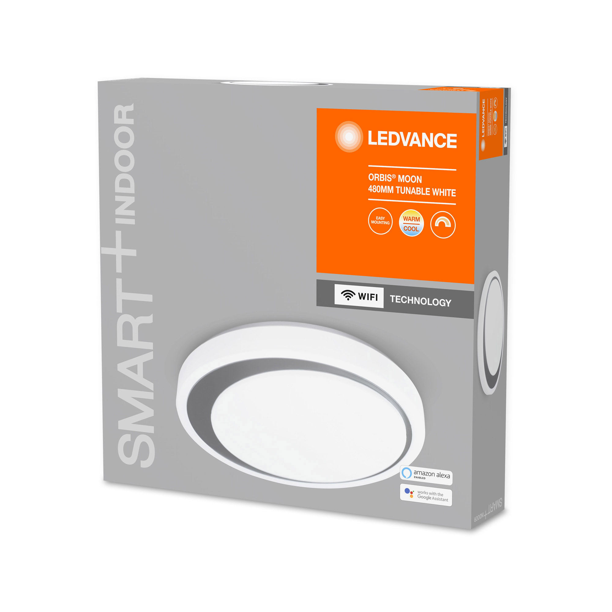 Lampa LED de tavan LEDVANCE SMART+ WiFi Tunable LED-uri Albe ORBIS Moon 480mm alb-gri 3300lm
