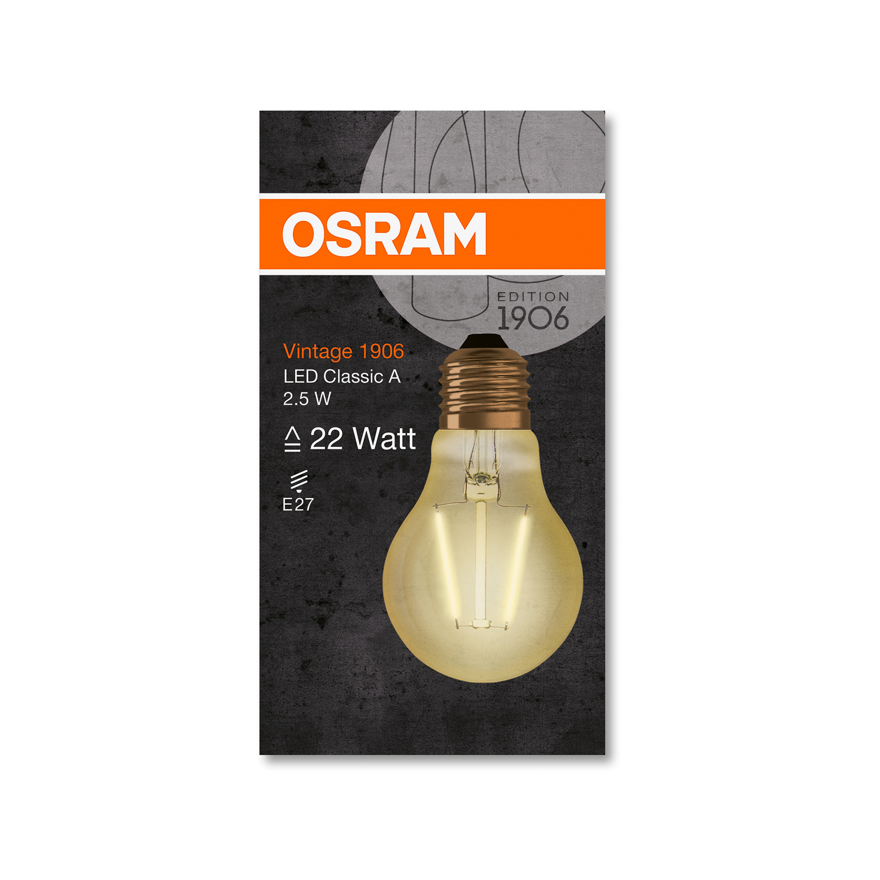 Bec LED Osram LED VINTAGE 1906 CLA auriu22 non-dim 2.5W 824 E27 220lm 2500K CRI80
