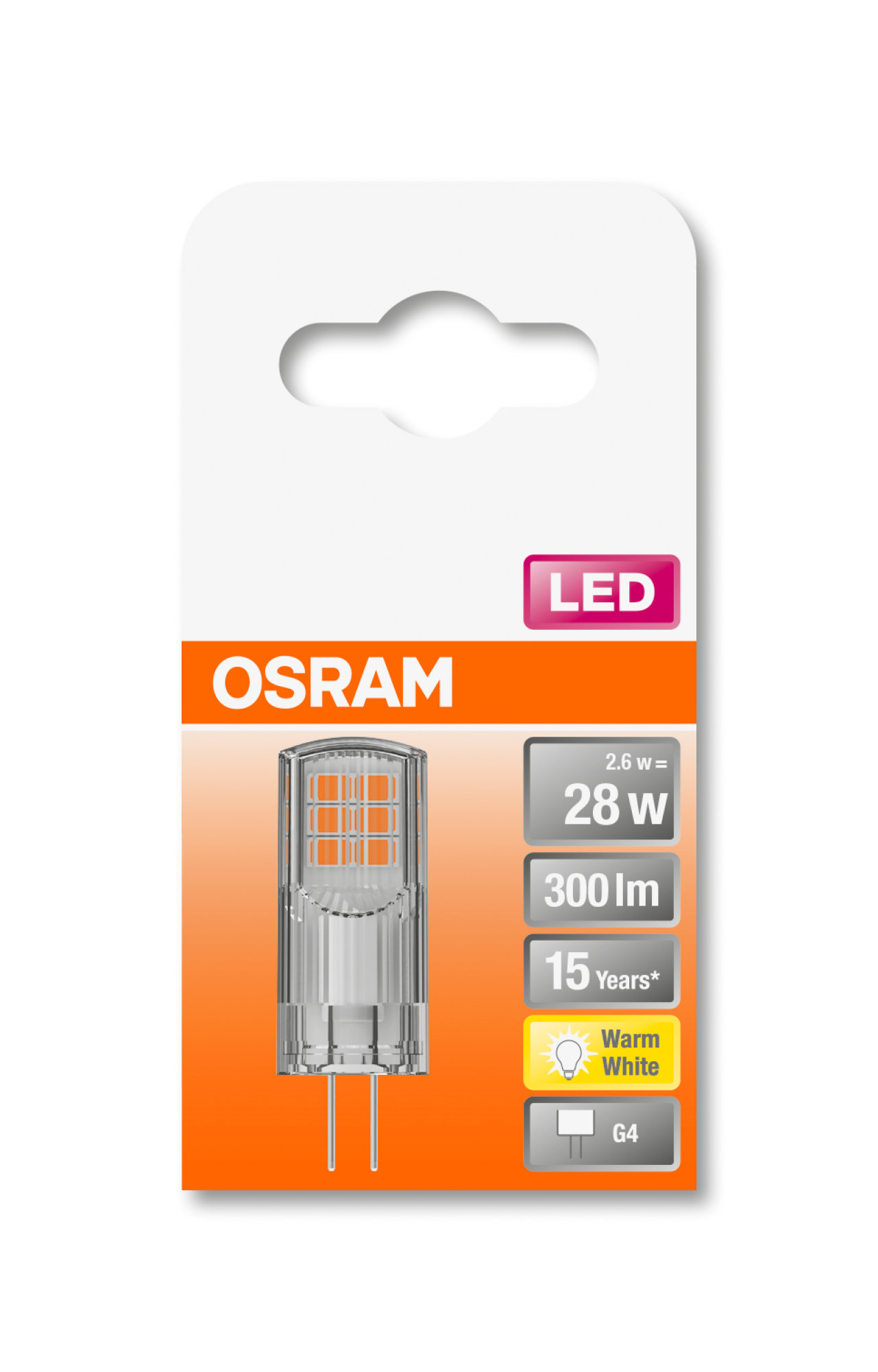 Bec Osram LED STAR PIN 30 clar 2,4W 827 12V G4 300lm 2700K