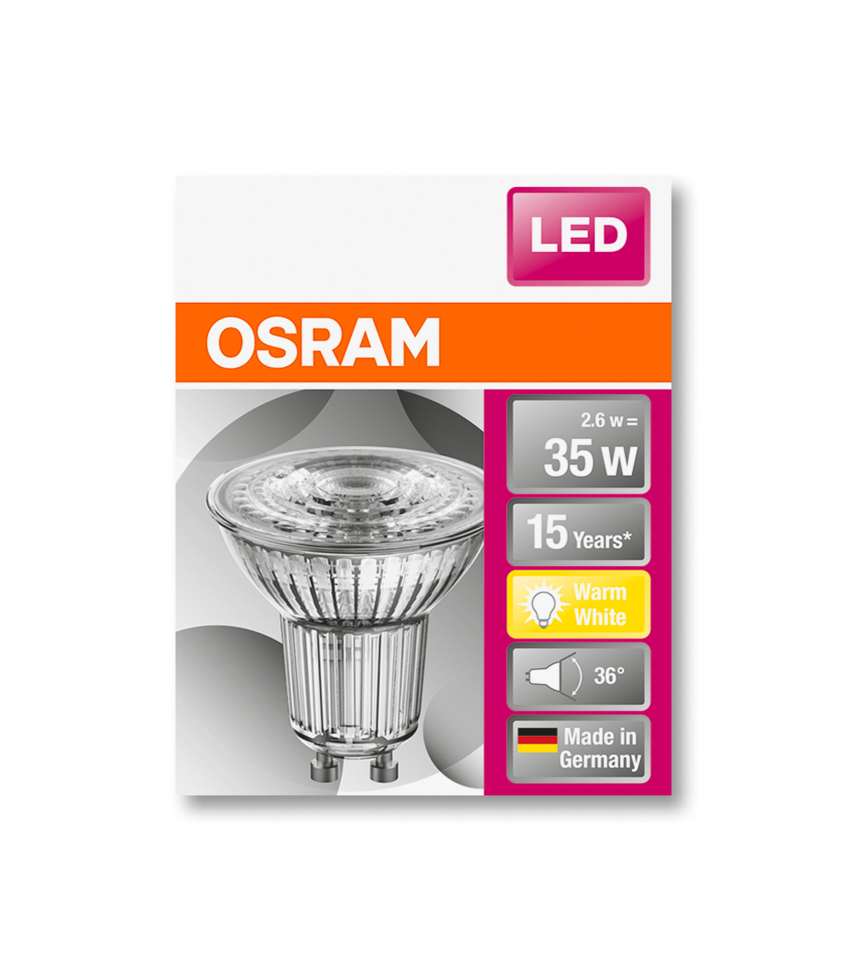 Spot Osram LED STAR PAR16 35 2,6W 827 GU10 230lm 2700K
