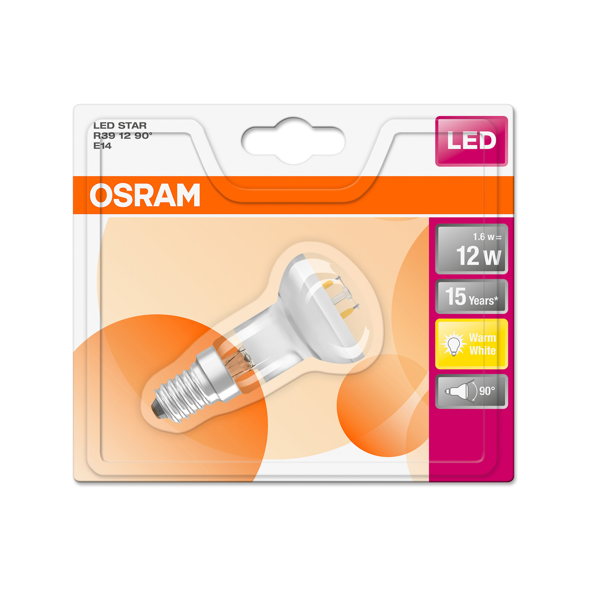 Bec Lumanare LED Osram LED STAR R39 25 non-dim 1,6W 827 E14 2700K 110lm