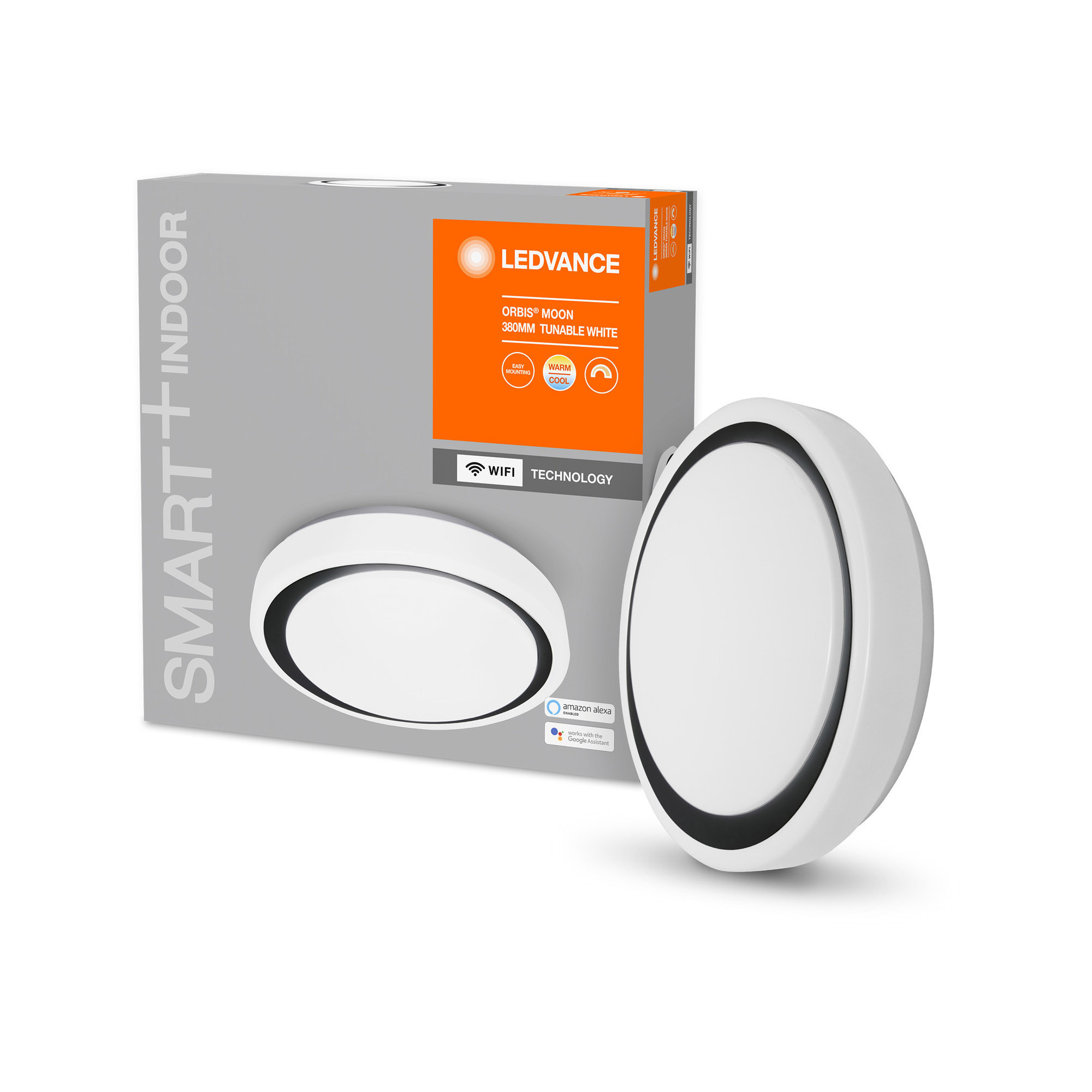 Lampa LED de tavan LEDVANCE SMART+ WiFi Tunable LED-uri Albe ORBIS Moon 380mm alb-negru 2500lm