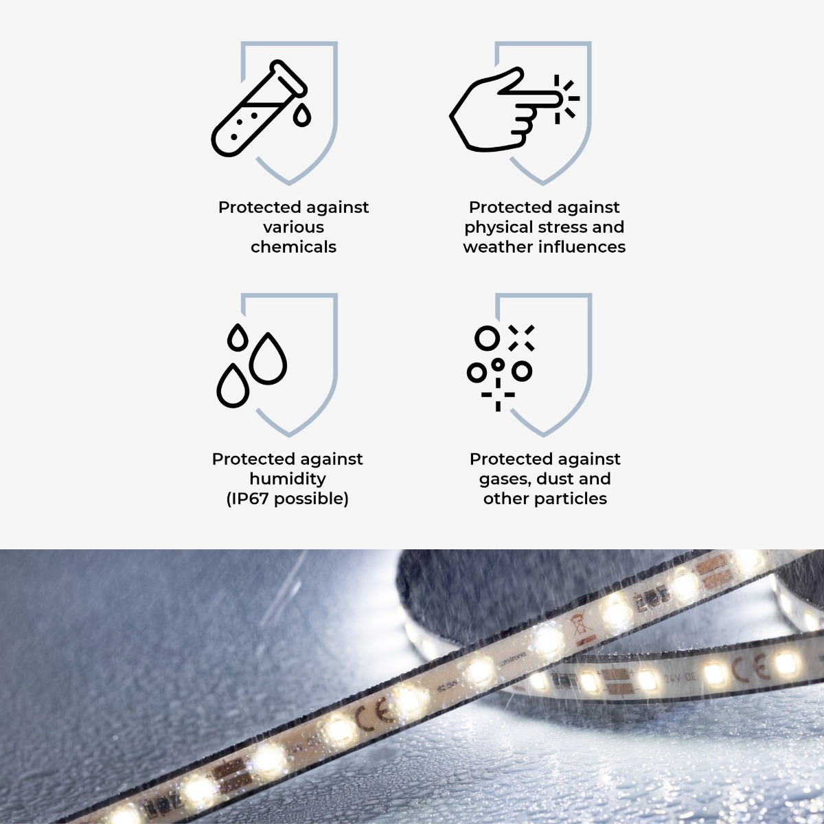 LumProtect IP67 LumiFlex2080 Samsung Bandă LED alb pur CRI80 4000K 7175lm 24V 70 LED-uri/m rolă 5m (1435lm/m and 12.6W/m)