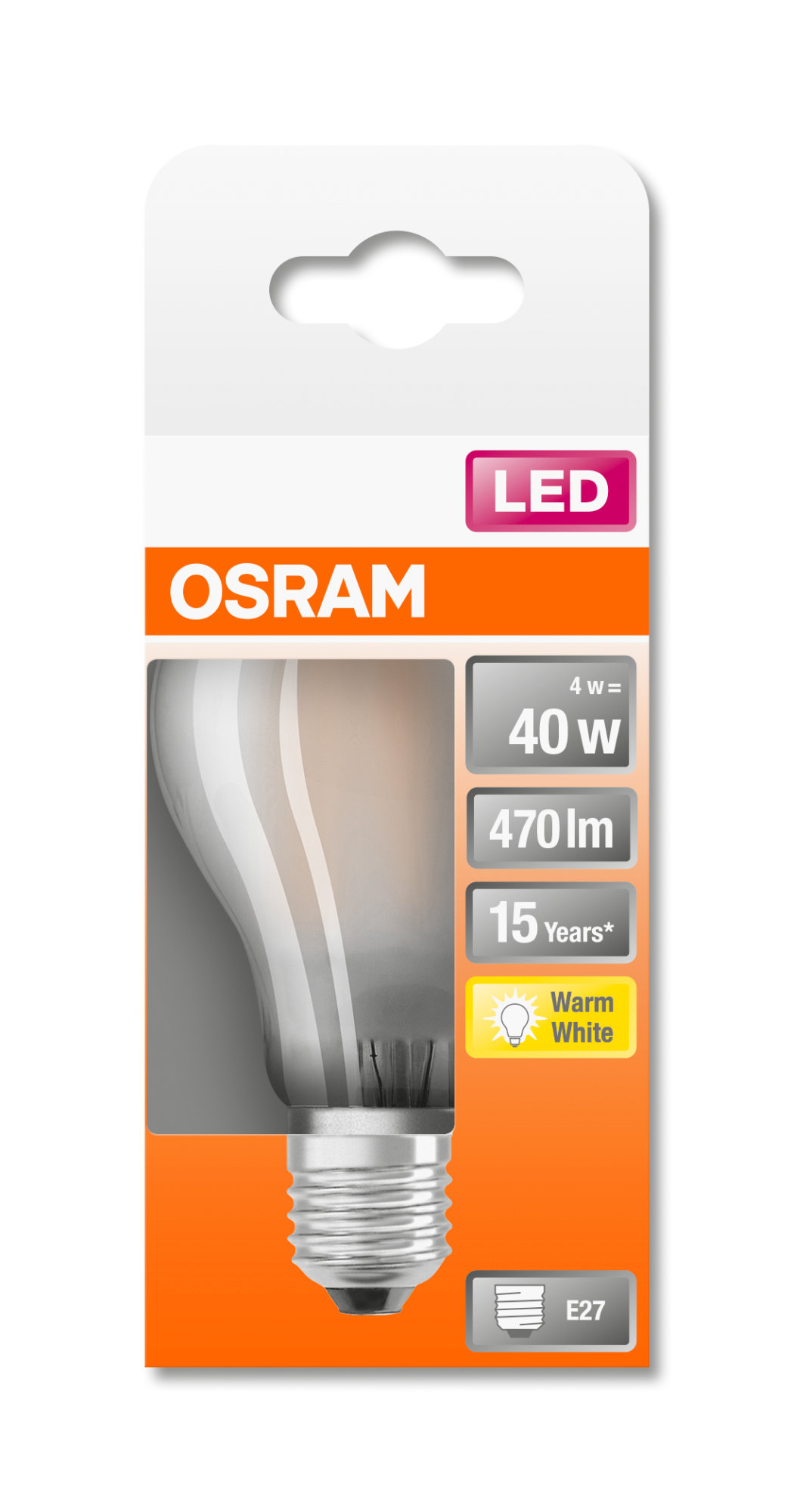 Bec Osram LED RETROFIT CLASSIC A 40 4W 827 E27 FR 470lm 2700K
