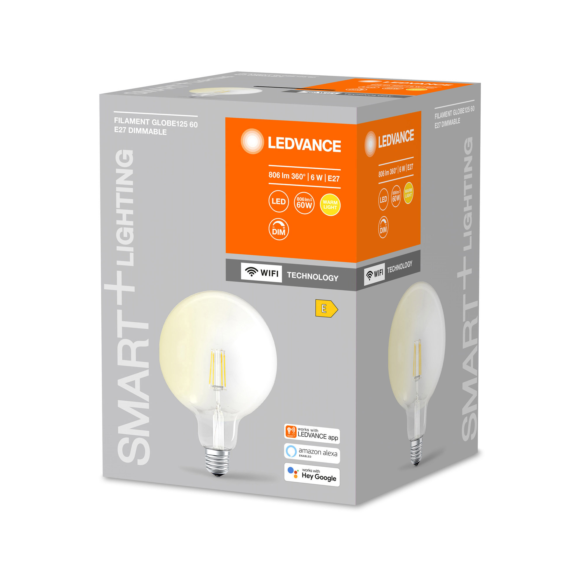 Bec LED LEDVANCE SMART+ WiFi Filament Bec LED LEDVANCE SMART+ WiFi Globe125 60 5.5W E27 DIM 2700K 806lm