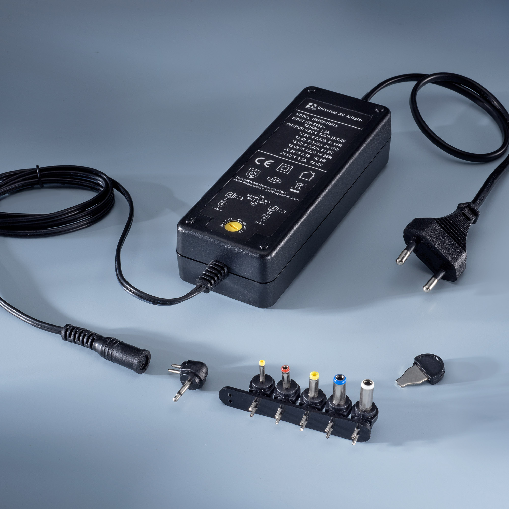 Sursă de alimentare cu tensiune reglabilă HN-Power 90-264VAC la 9-24VDC 3.3-2.5A 60W