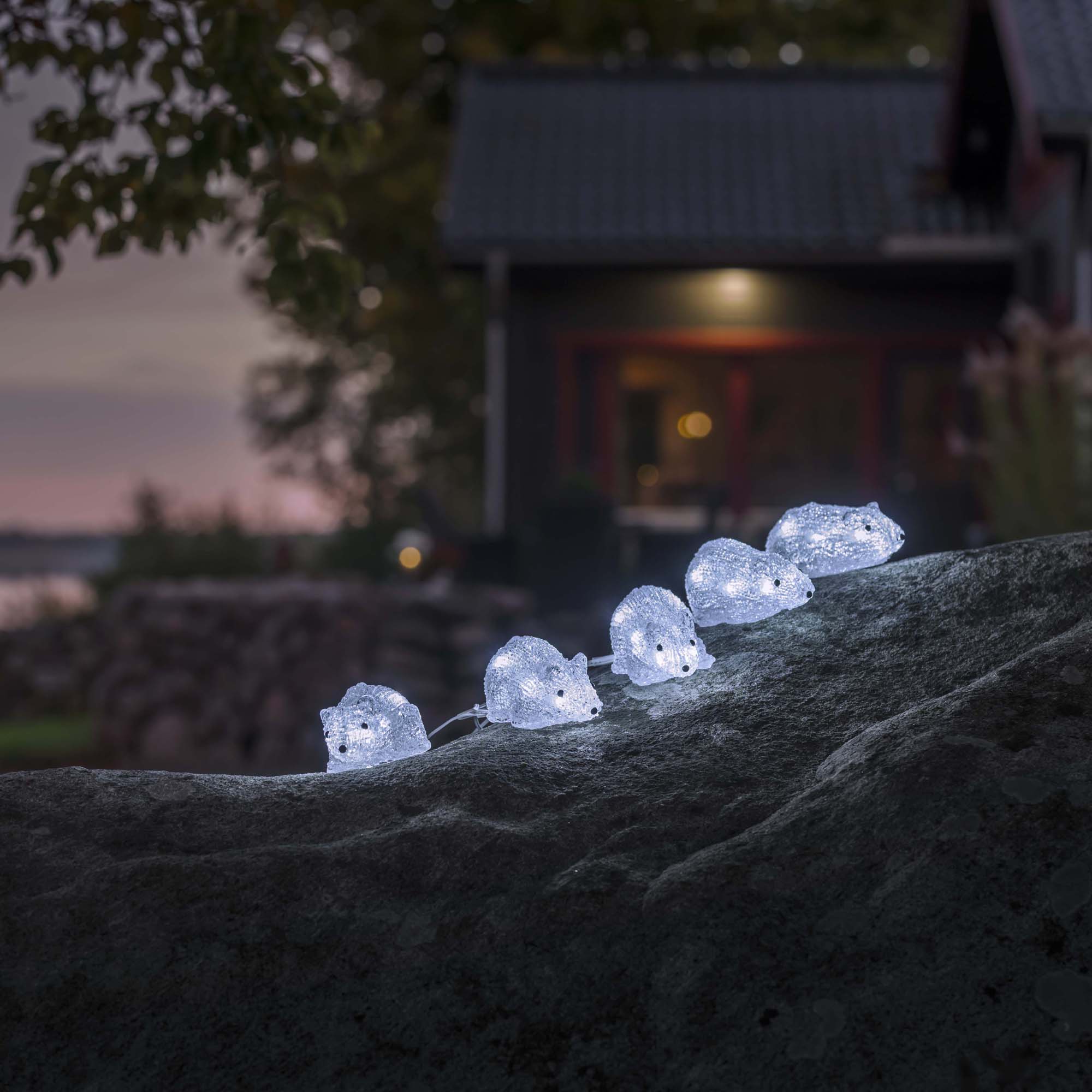 Figurina luminoasa Konstsmide LED Acrylic Set de 5 Soricei 40 LED-uri alb rece