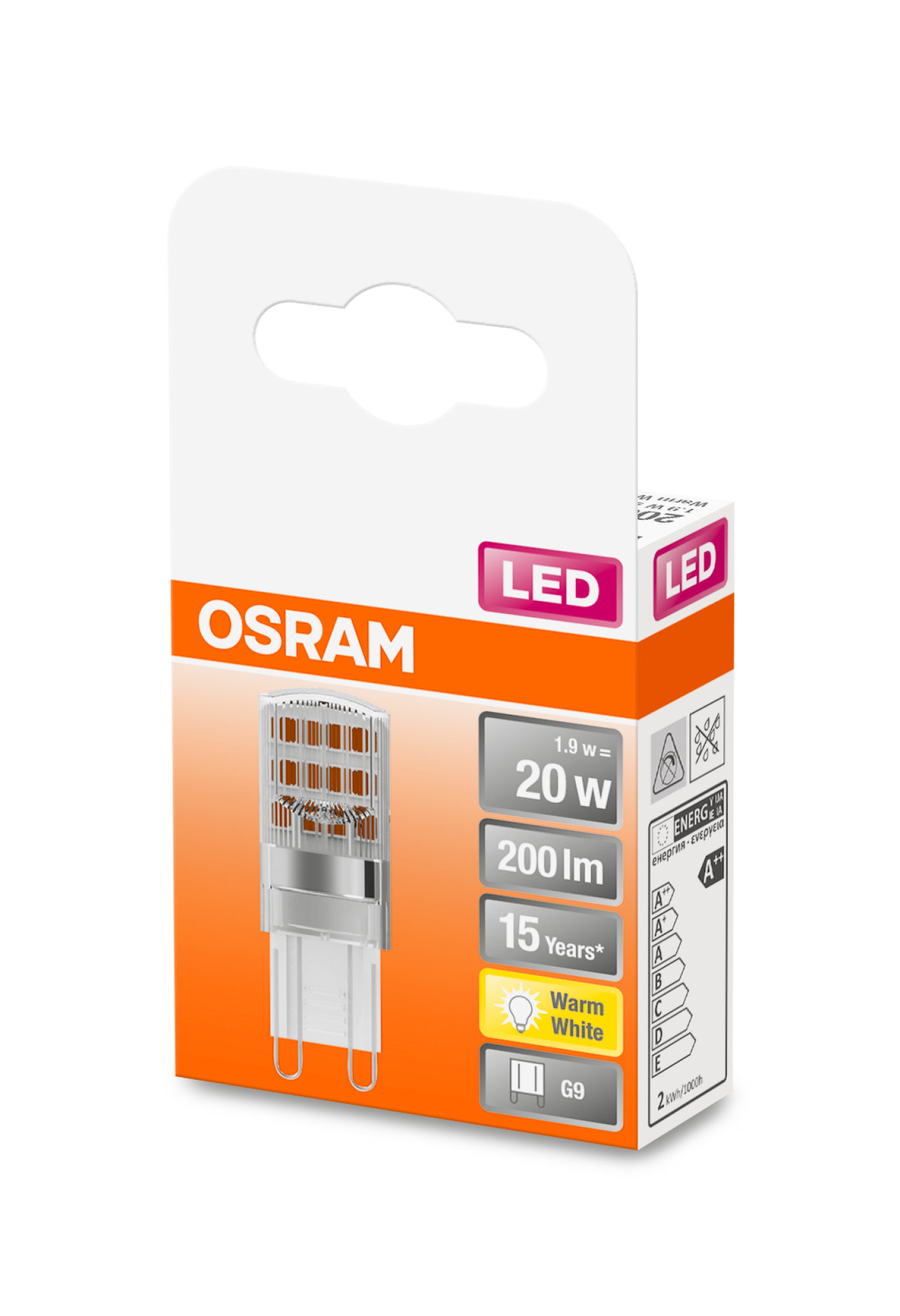 Bec Osram LED STAR PIN 20 clar 1,9W 827 G9 200lm 2700K