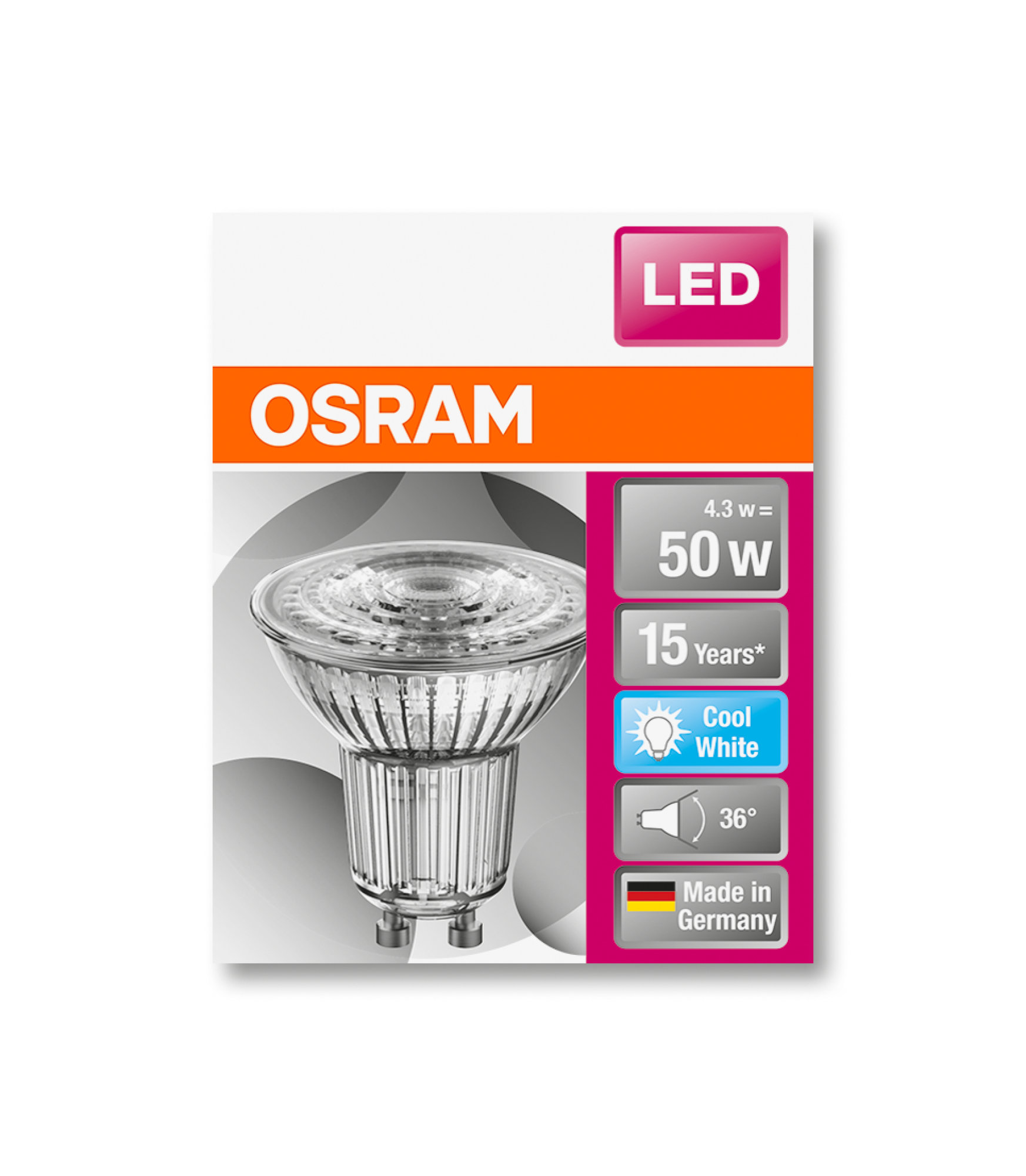 Spot Osram LED STAR PAR16 50 4.3W 840 GU10 350lm 4000K
