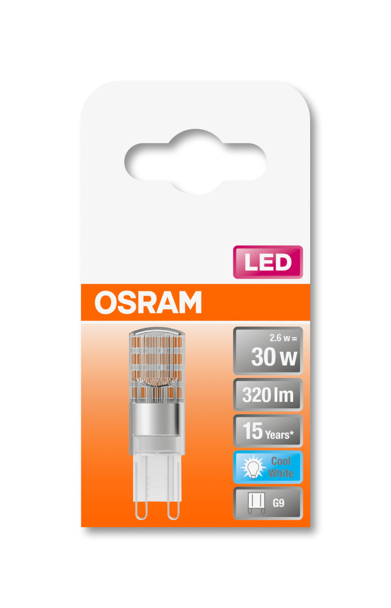 Bec Osram LED STAR PIN 30 clar non-dim 2,6W 840 G9 320lm 4000K