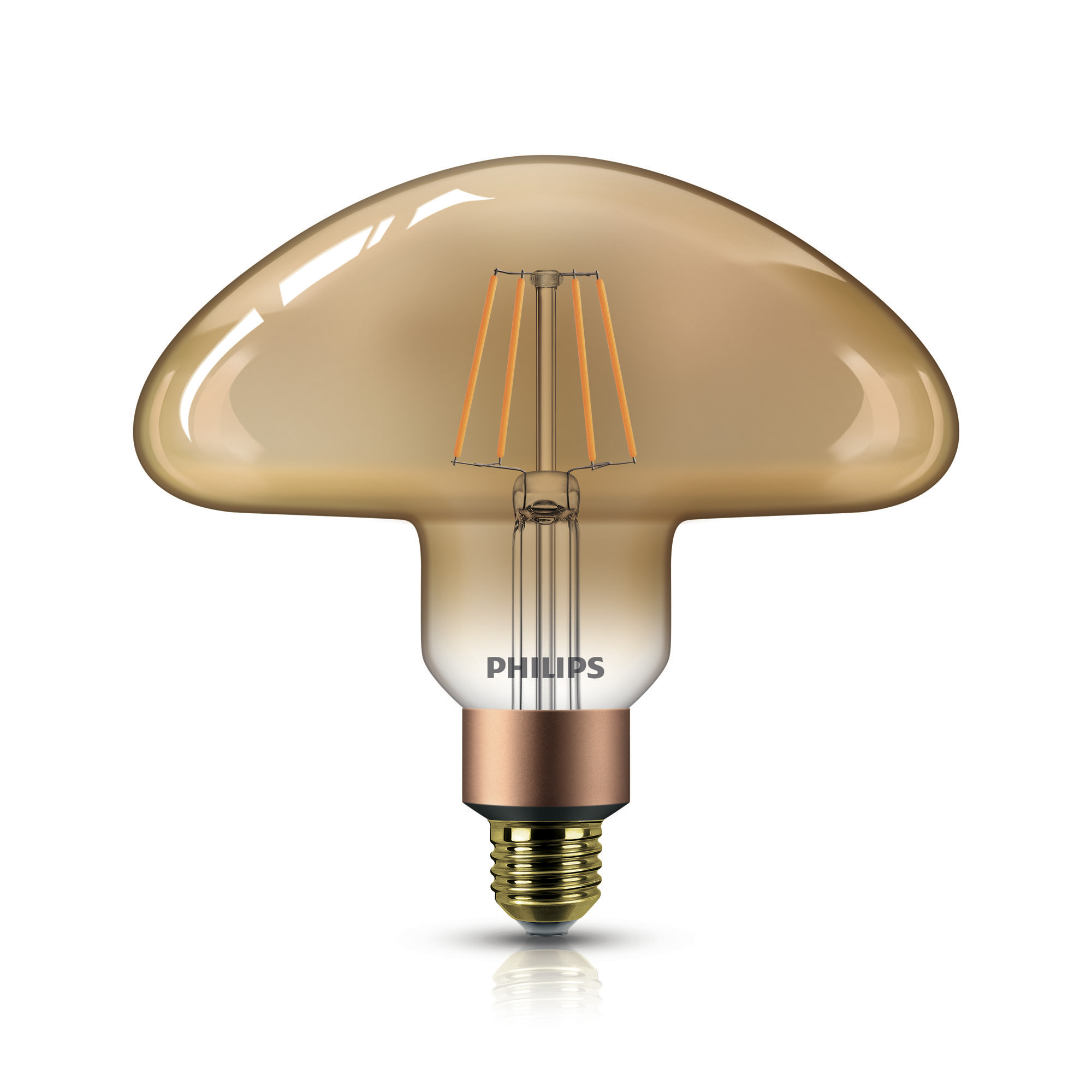 Bec LED Philips Classic LEDbulb Mushroom 5-30W E27 820 auriu Dim 350lm 2000K CRI80