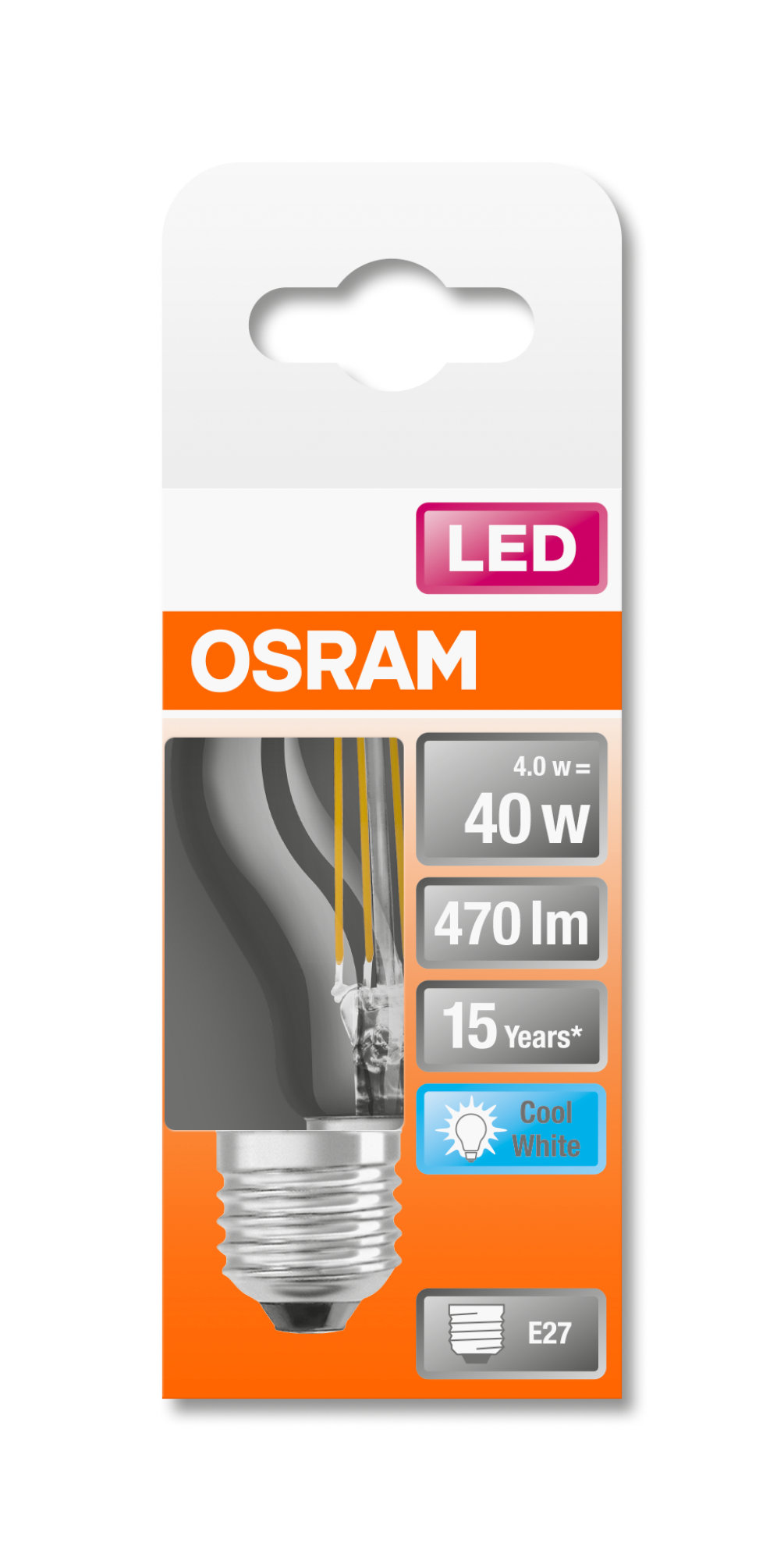 Bec Osram LED STAR FILAMENT clar CLP 40 4W 840 E27 non-dim 470lm 4000K