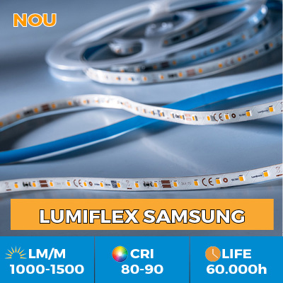 Benzi Flexibile Profesionale LumiFlex LED Samsung, se pot taia la 10 cm, flux luminos de pana la 1500 lm/m cu CRI 80 sau 90